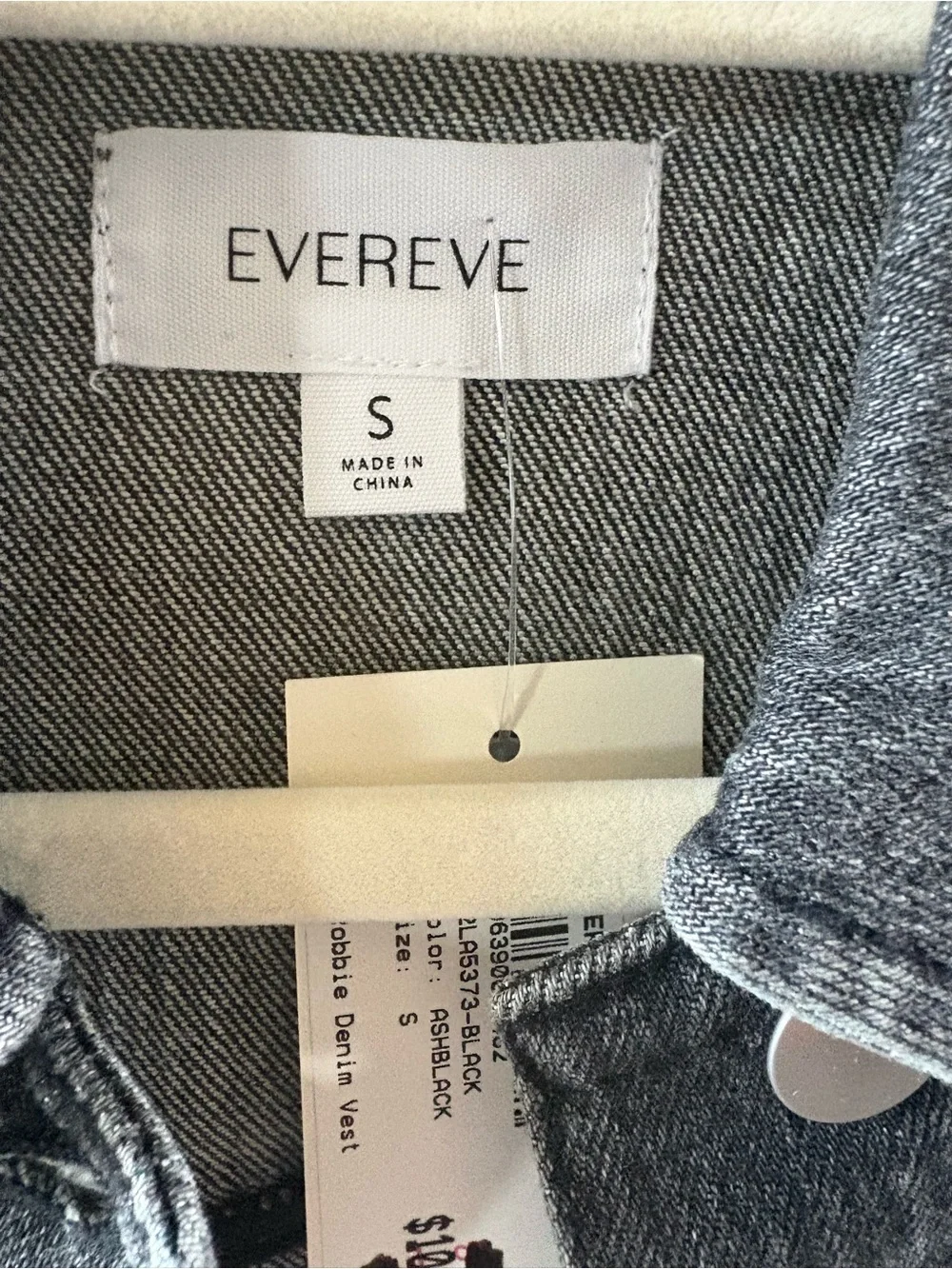 Evereve Black Washed Denim Sleeveless Vest